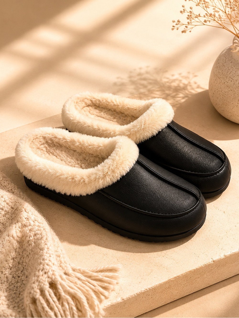 UGG Tazz Black Shearling Platform Clogs Slippers Women's US 9 EU 40 Cozy Luxe